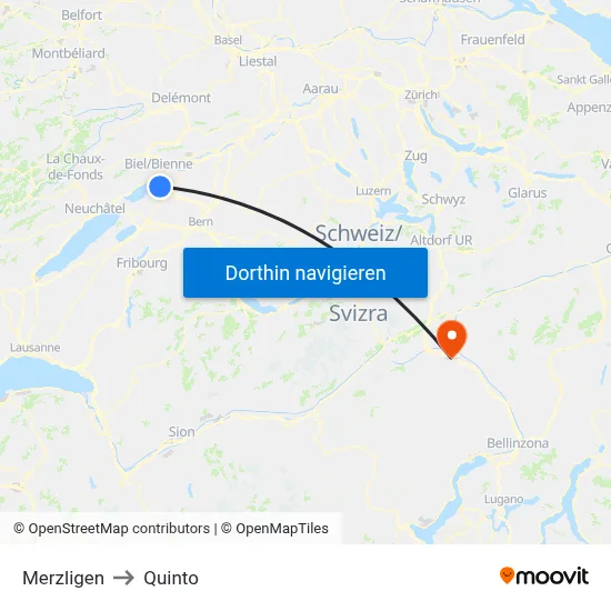 Merzligen to Quinto map