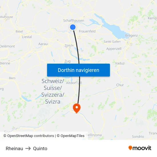 Rheinau to Quinto map