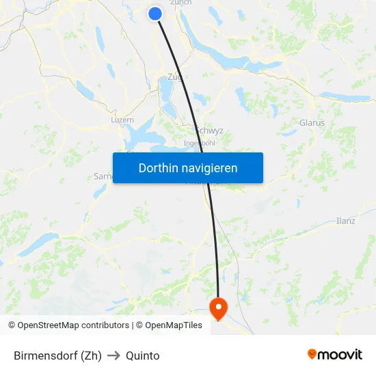 Birmensdorf (Zh) to Quinto map