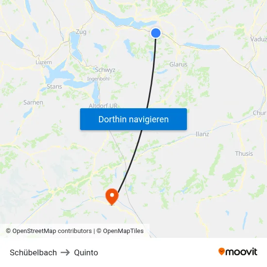 Schübelbach to Quinto map