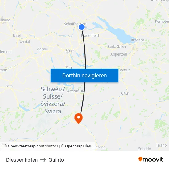 Diessenhofen to Quinto map