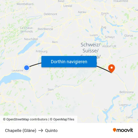 Chapelle (Glâne) to Quinto map