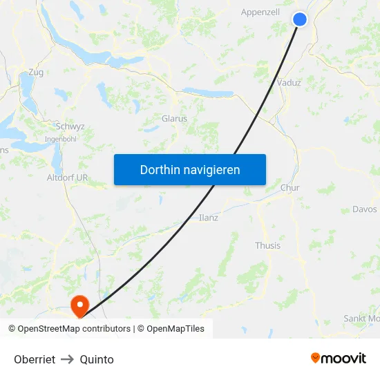 Oberriet to Quinto map