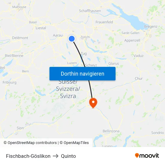 Fischbach-Göslikon to Quinto map