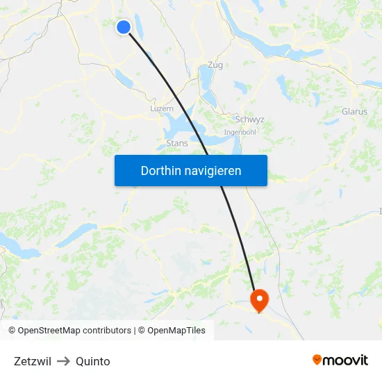 Zetzwil to Quinto map