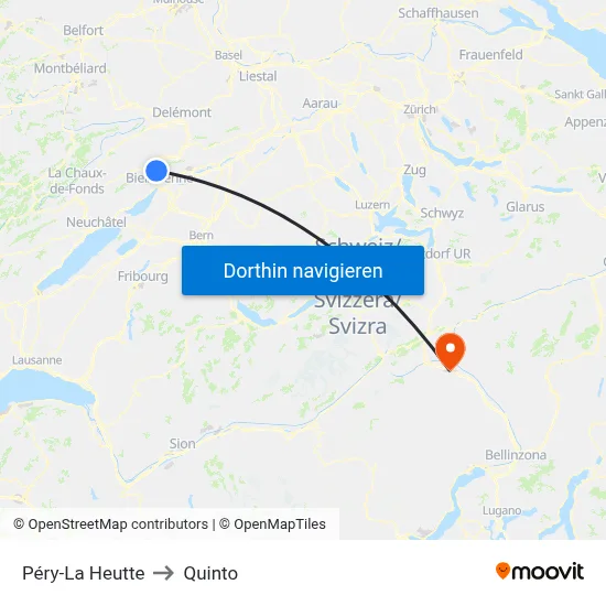 Péry-La Heutte to Quinto map