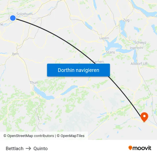 Bettlach to Quinto map