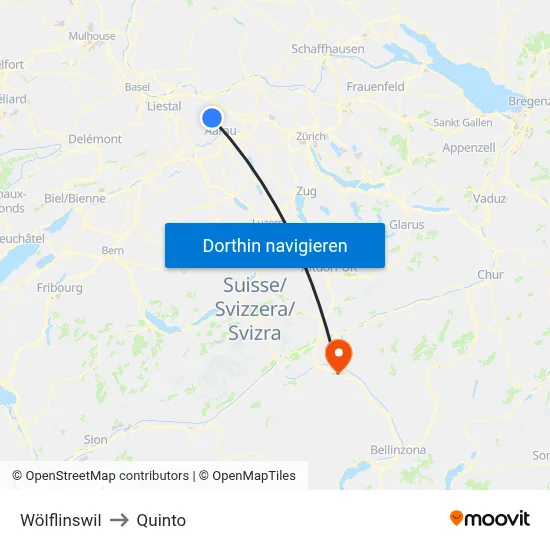 Wölflinswil to Quinto map