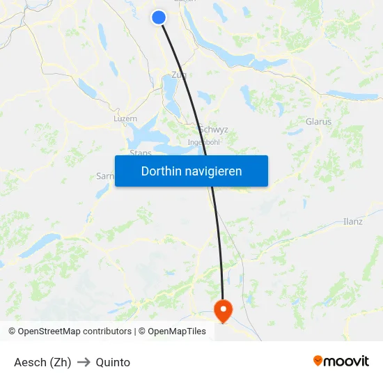 Aesch (Zh) to Quinto map