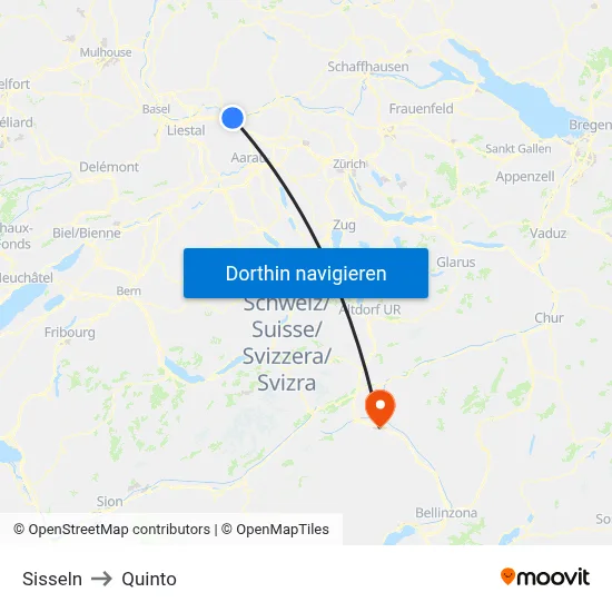 Sisseln to Quinto map