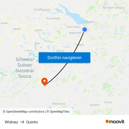 Widnau to Quinto map