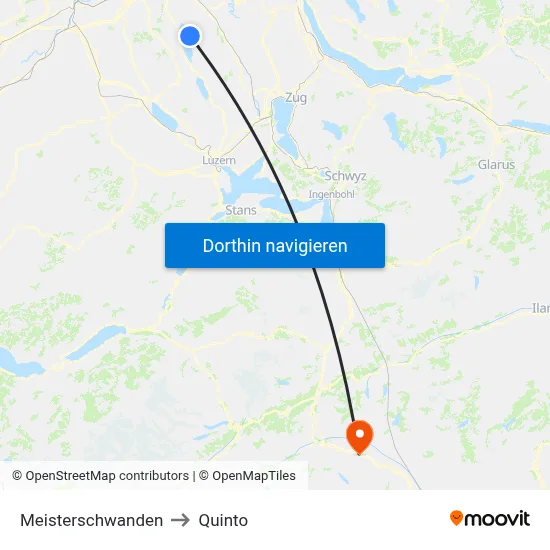 Meisterschwanden to Quinto map