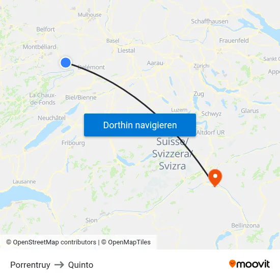 Porrentruy to Quinto map