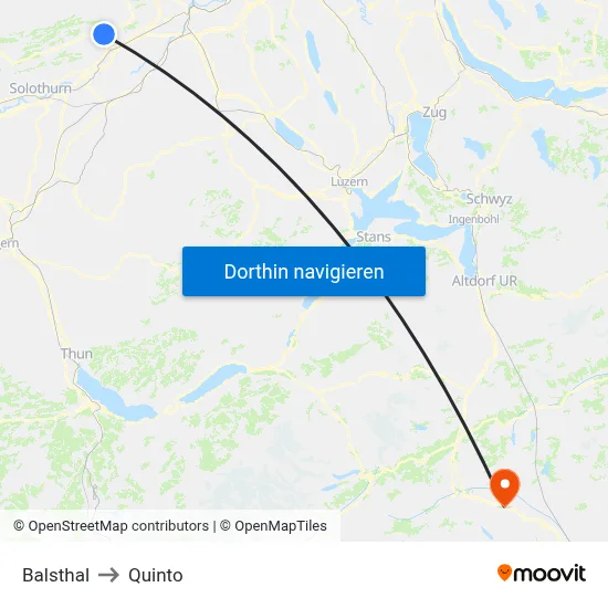 Balsthal to Quinto map