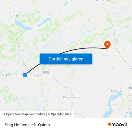 Steg-Hohtenn to Quinto map
