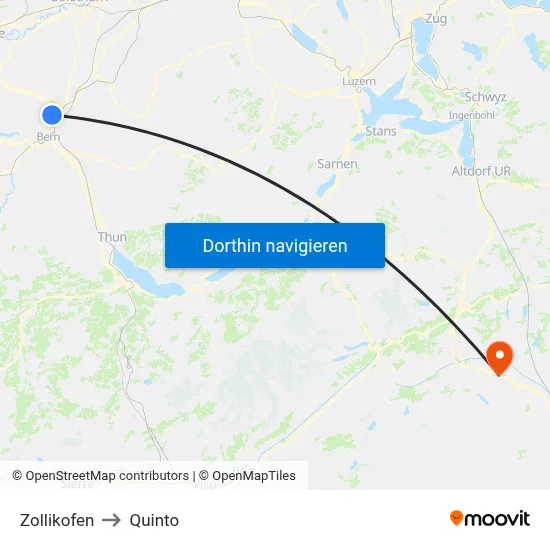 Zollikofen to Quinto map