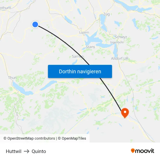 Huttwil to Quinto map
