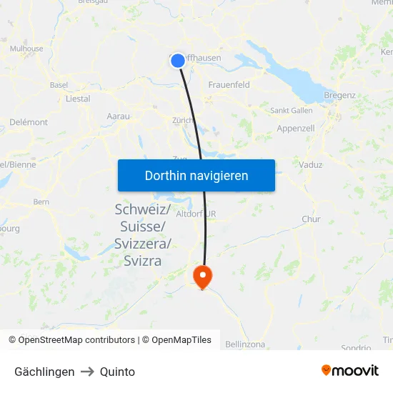 Gächlingen to Quinto map