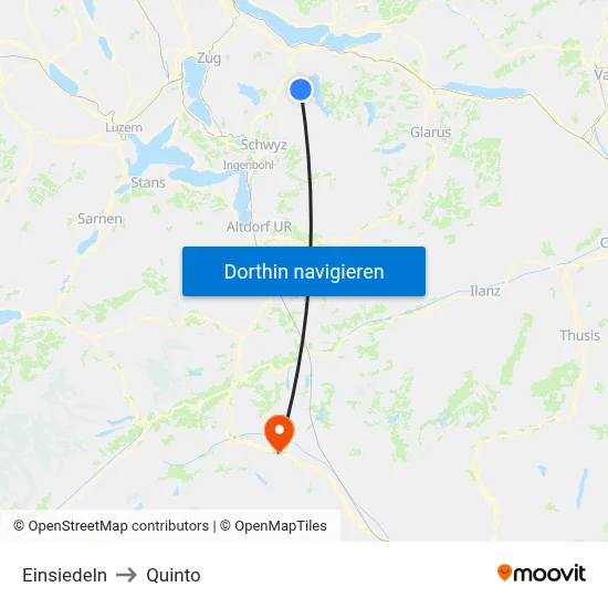 Einsiedeln to Quinto map