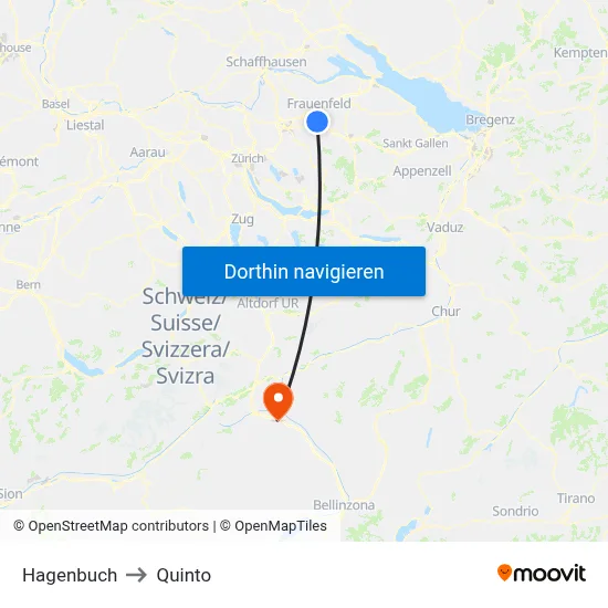 Hagenbuch to Quinto map