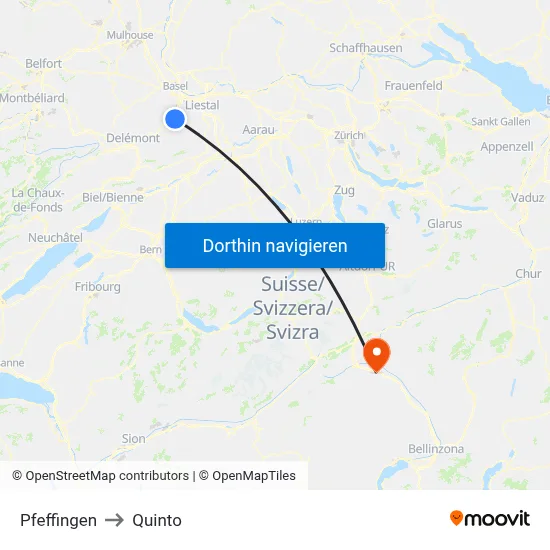 Pfeffingen to Quinto map