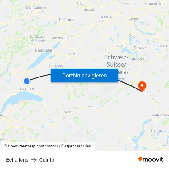 Echallens to Quinto map