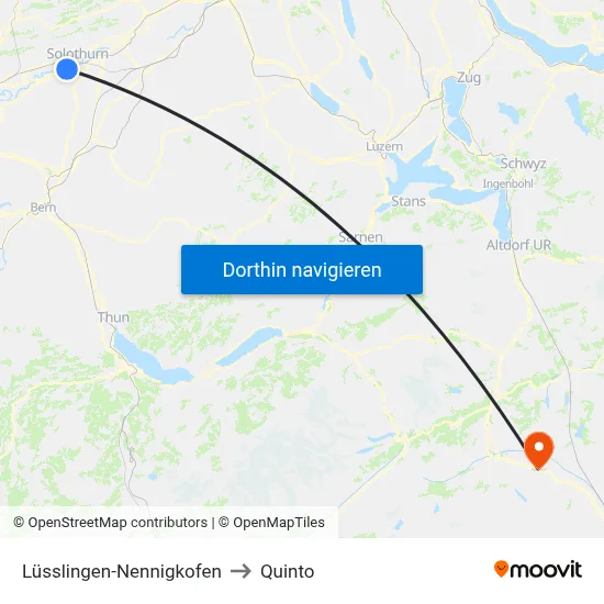 Lüsslingen-Nennigkofen to Quinto map