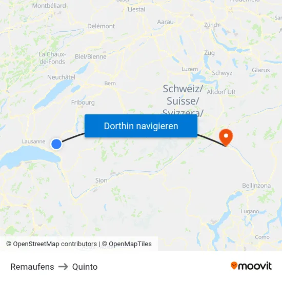 Remaufens to Quinto map