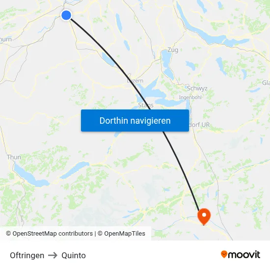 Oftringen to Quinto map