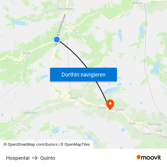 Hospental to Quinto map
