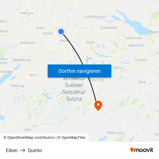 Eiken to Quinto map