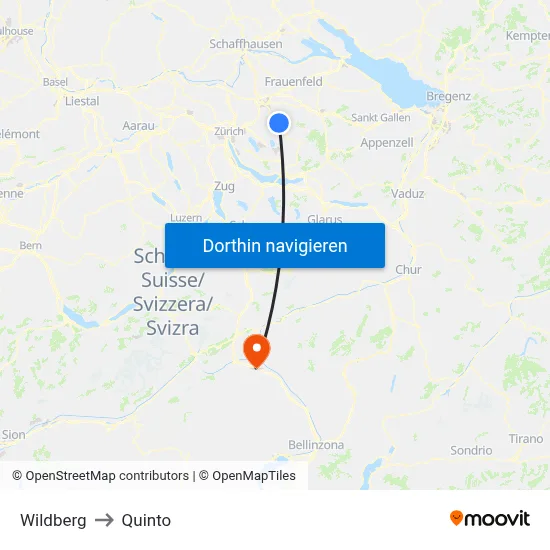 Wildberg to Quinto map