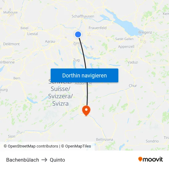 Bachenbülach to Quinto map