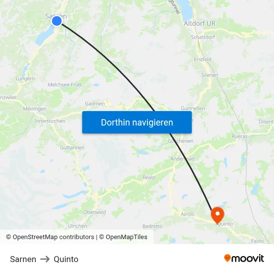 Sarnen to Quinto map