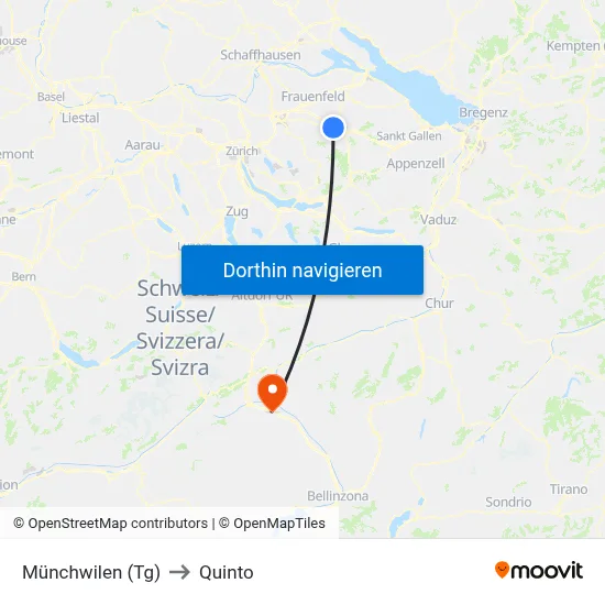 Münchwilen (Tg) to Quinto map