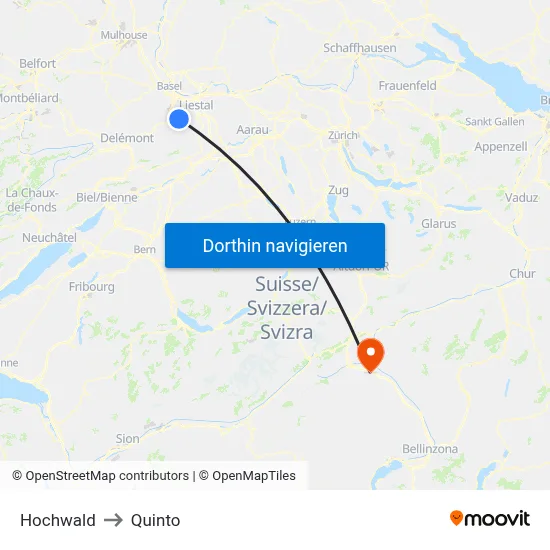 Hochwald to Quinto map