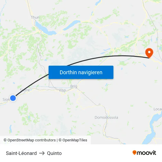 Saint-Léonard to Quinto map