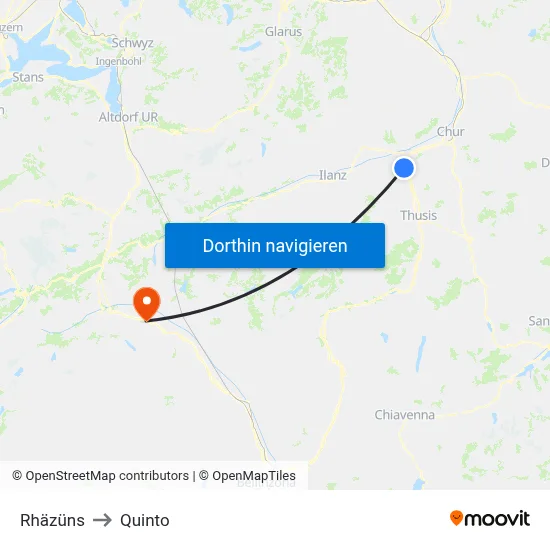 Rhäzüns to Quinto map