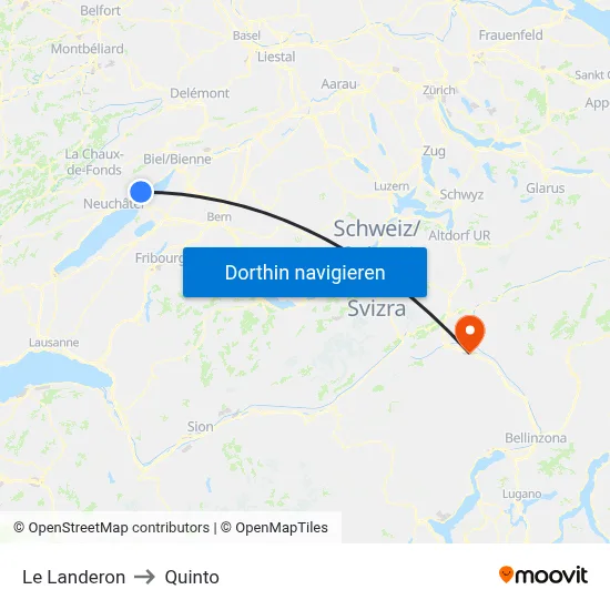 Le Landeron to Quinto map