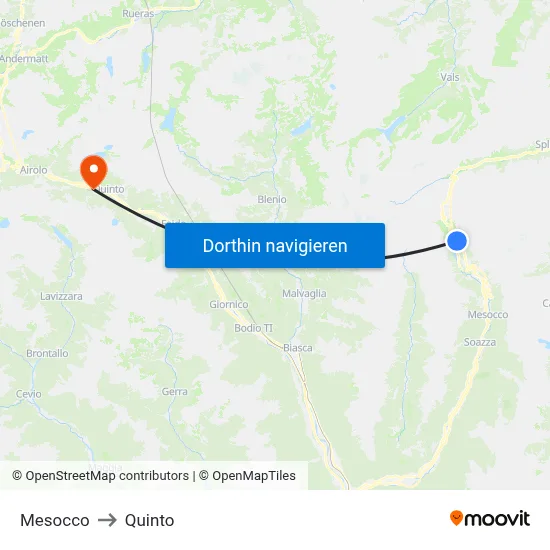 Mesocco to Quinto map