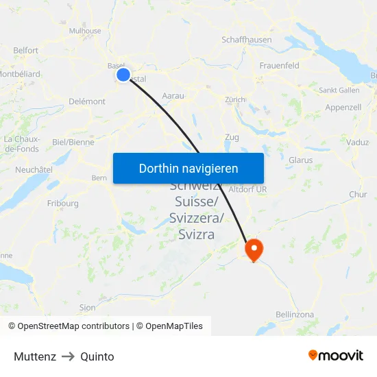 Muttenz to Quinto map