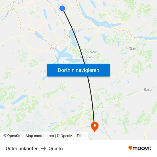 Unterlunkhofen to Quinto map