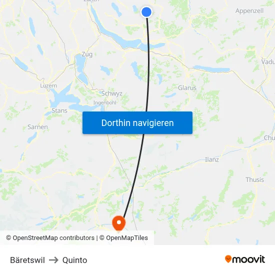 Bäretswil to Quinto map