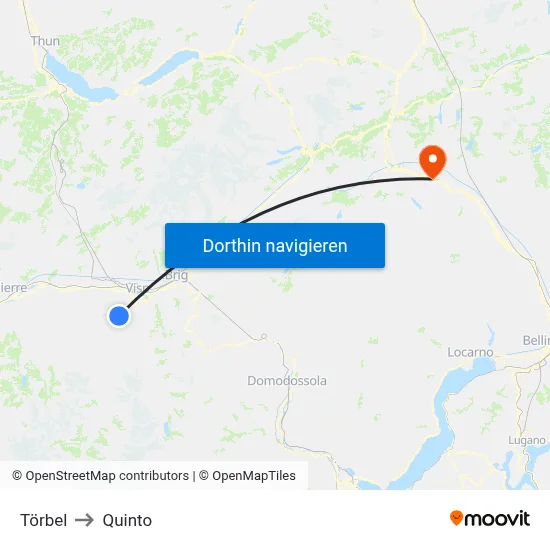 Törbel to Quinto map