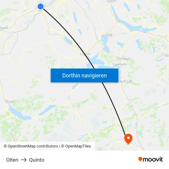 Olten to Quinto map