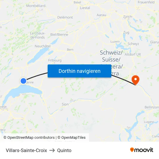 Villars-Sainte-Croix to Quinto map