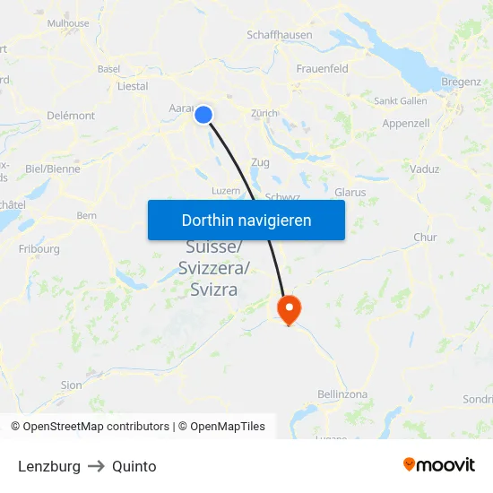 Lenzburg to Quinto map