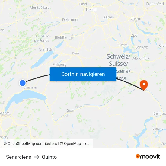 Senarclens to Quinto map