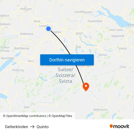 Gelterkinden to Quinto map