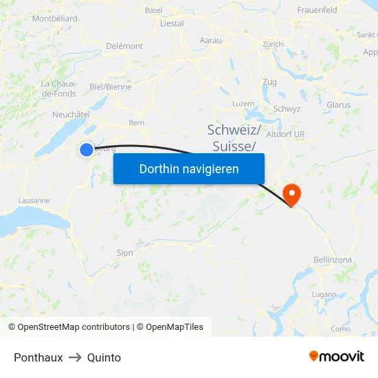 Ponthaux to Quinto map